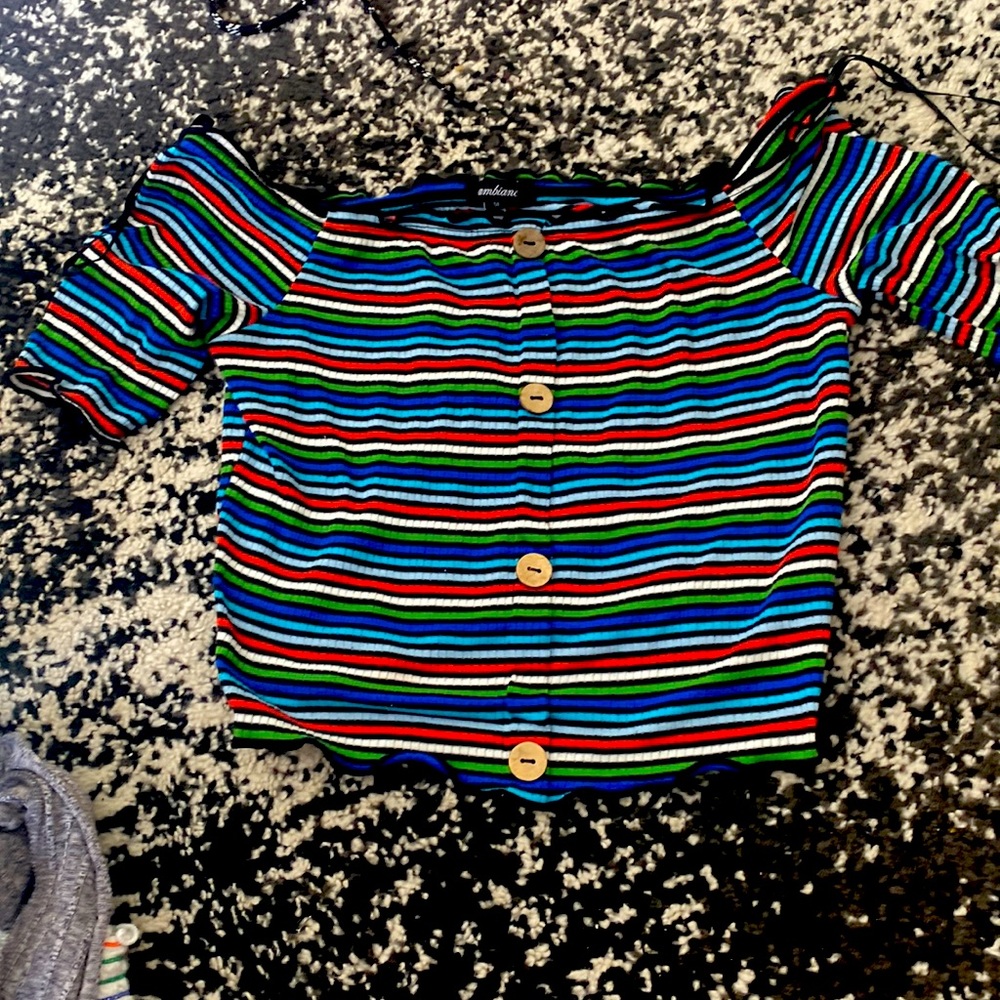 Striped crop top with buttons